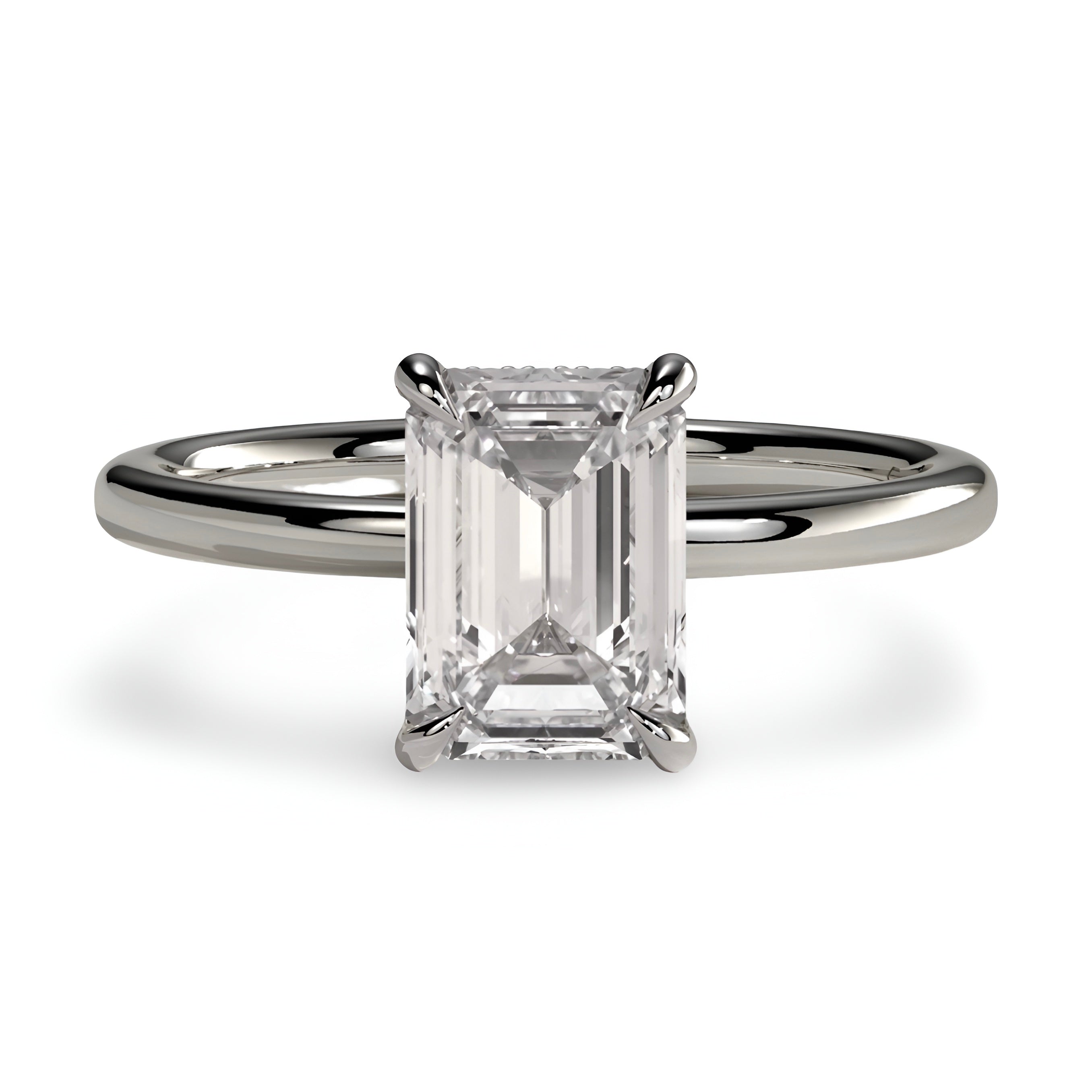3.0ct Emerald Cut Hidden Halo Solitaire