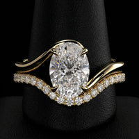 3.0ct Oval Cut Twisted Band Solitaire Ring - 9-18K Yellow Gold