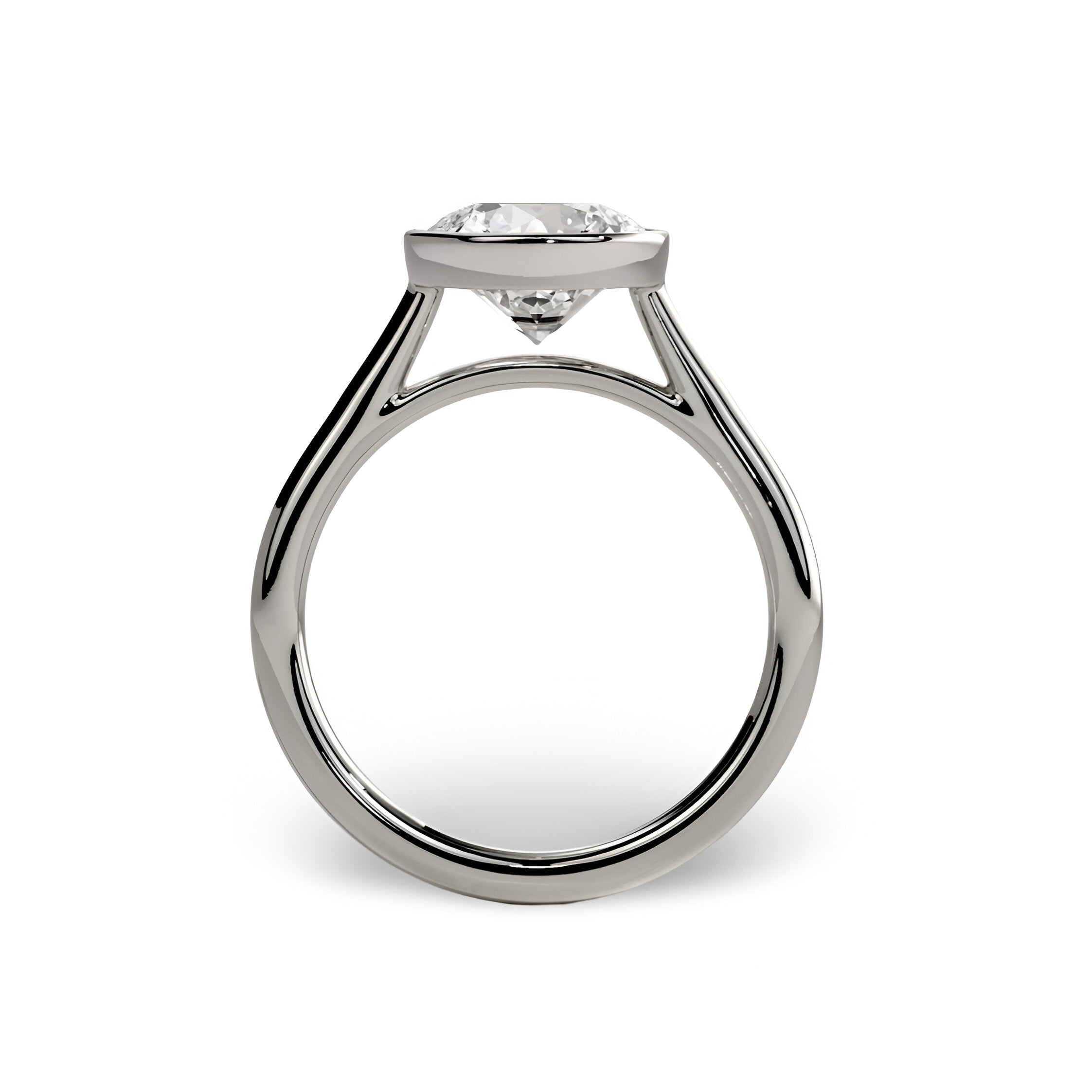 2.0ct Premium Round Brilliant Solitaire Ring – Low Bezel Setting | Sterling Silver or White Gold