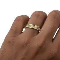 4mm Patterned Gold Band — Solid Yellow Gold