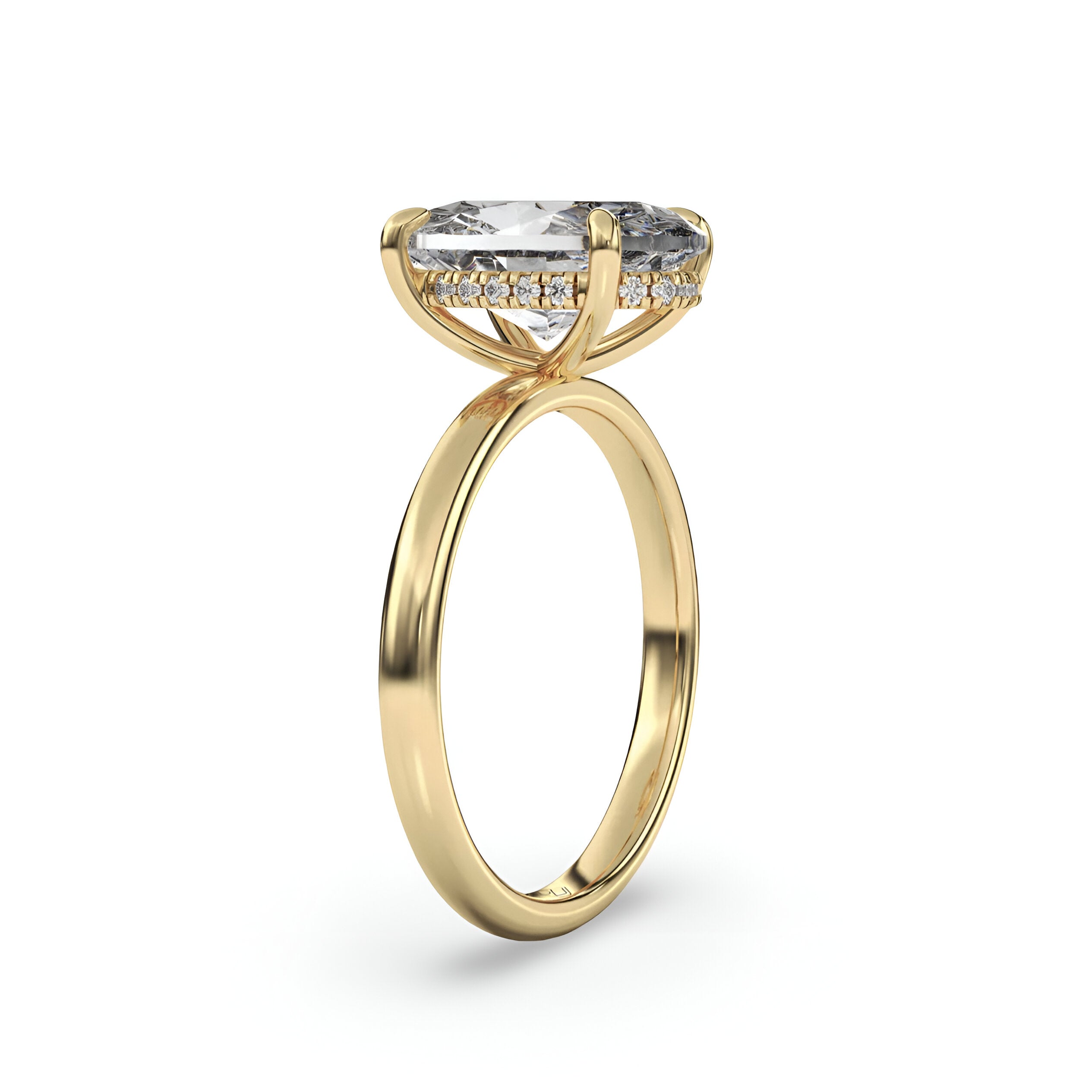 MG SOLARA™ 5.0ct Oval Cut Solitaire with Hidden Halo — 9K–18K Solid Gold