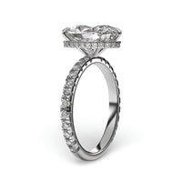 4.0ct Oval Brilliant Hidden Halo Pavé Engagement Ring - Sterling Silver & White Gold