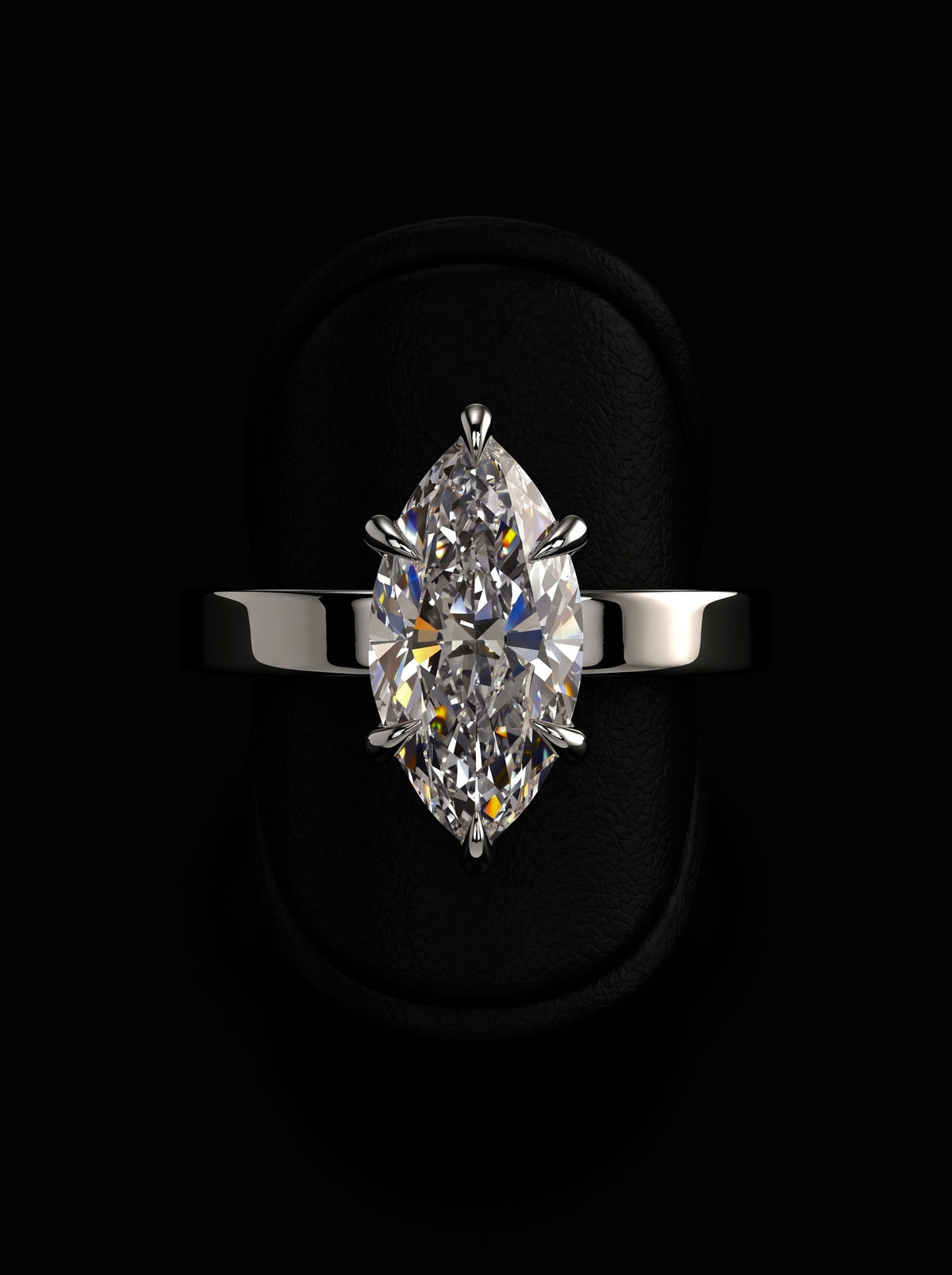 2.0ct Marquise Cut Hidden Halo Solitaire – Sterling Silver & White Gold Edition MG ESSENCE