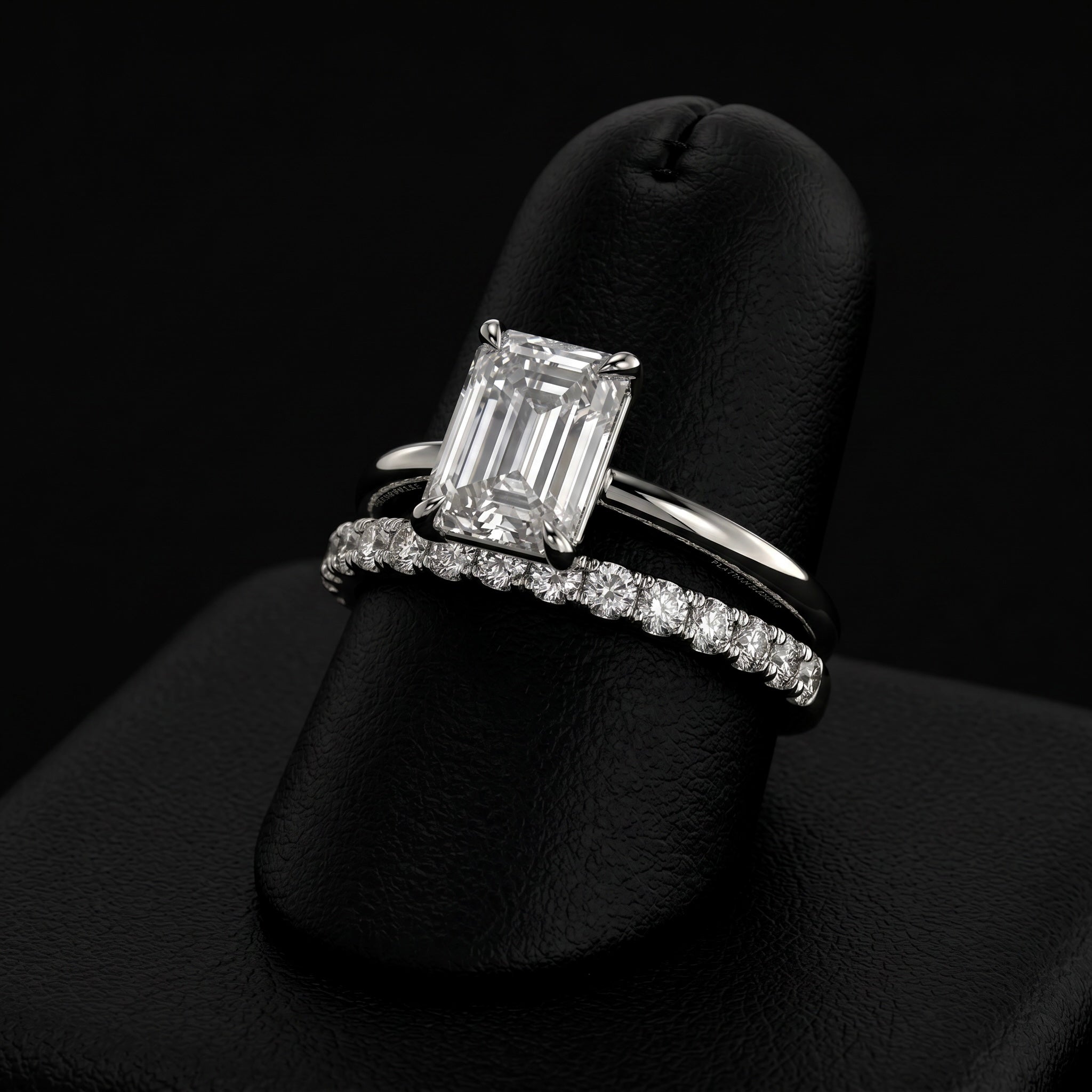 3.0ct Emerald Cut Hidden Halo Solitaire