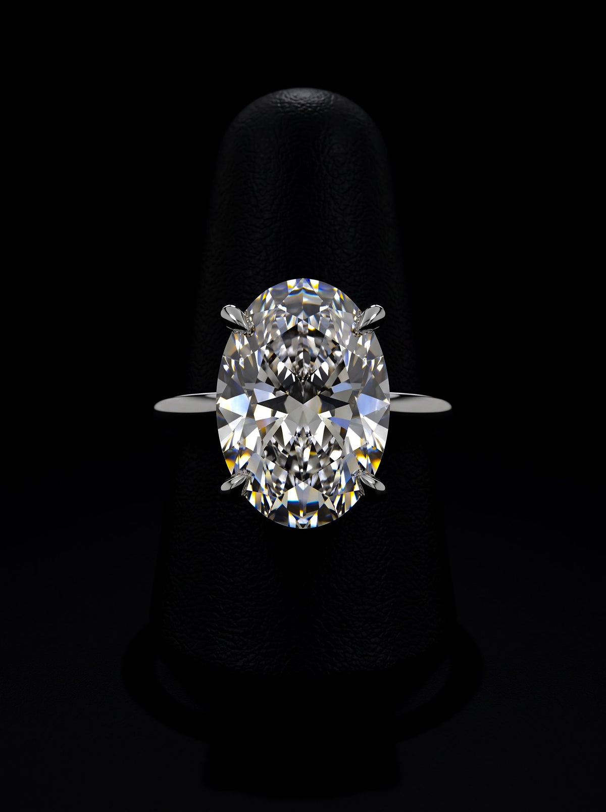 MG SOLARA™ 5.0ct Oval Cut Solitaire with Hidden Halo — Sterling Silver & White Gold MG ESSENCE