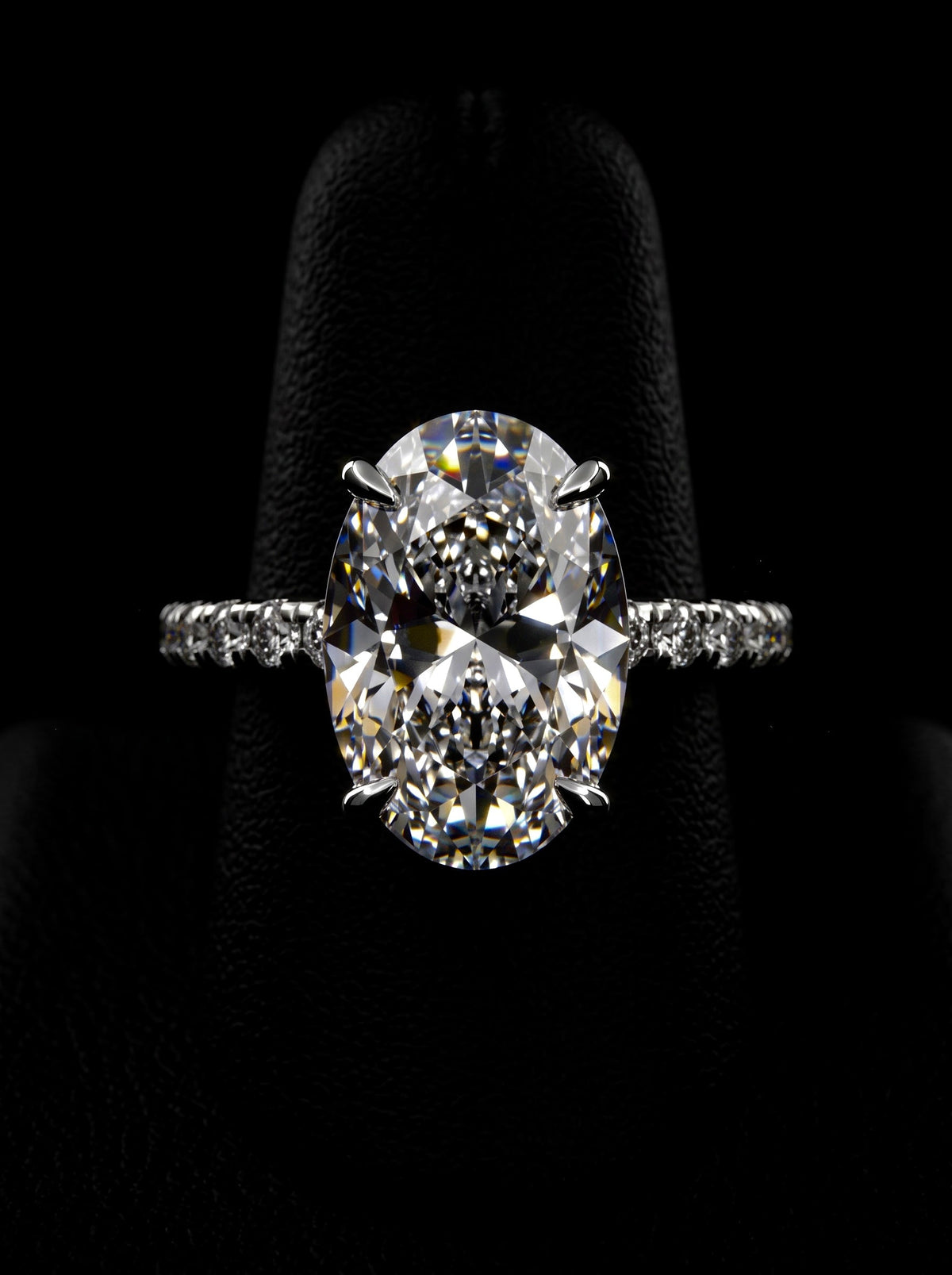 4.0ct Oval Brilliant Hidden Halo Pavé Engagement Ring - Sterling Silver & White Gold MG ESSENCE