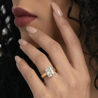 4.0ct Radiant Cut Hidden Halo Ring with 3mm Band in 9-18K Yellow Gold