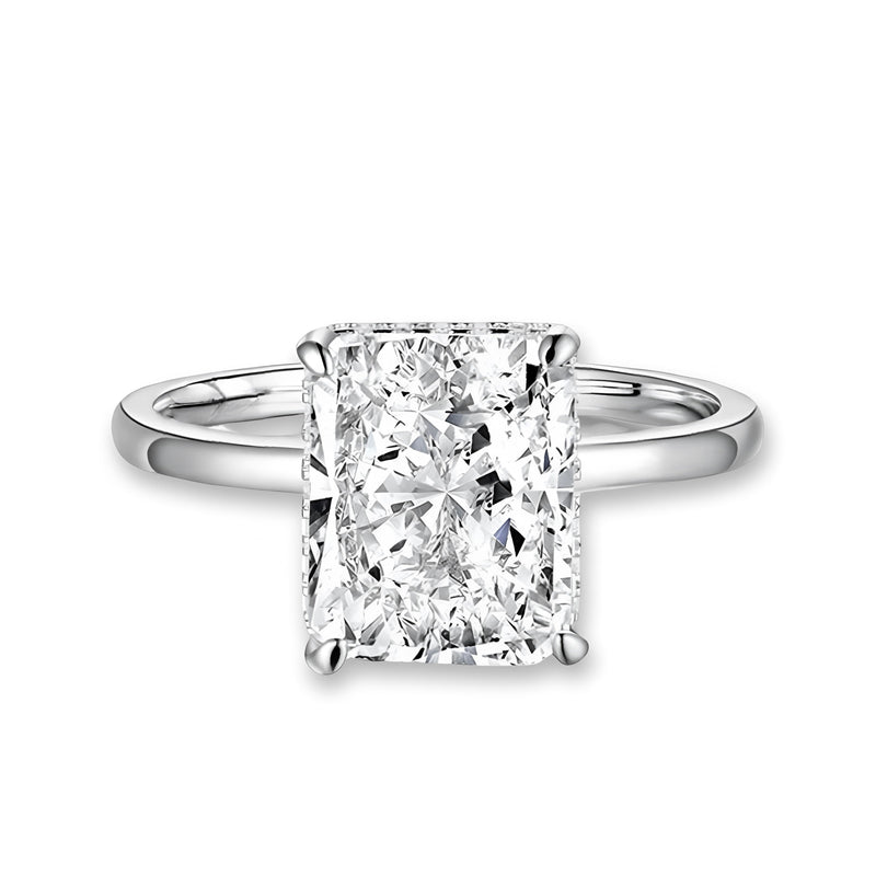 MG VIRELLIA™️ 4.0ct Radiant Cut Moissanite Solitaire Ring – Sterling Silver / 9ct / 14ct White Gold