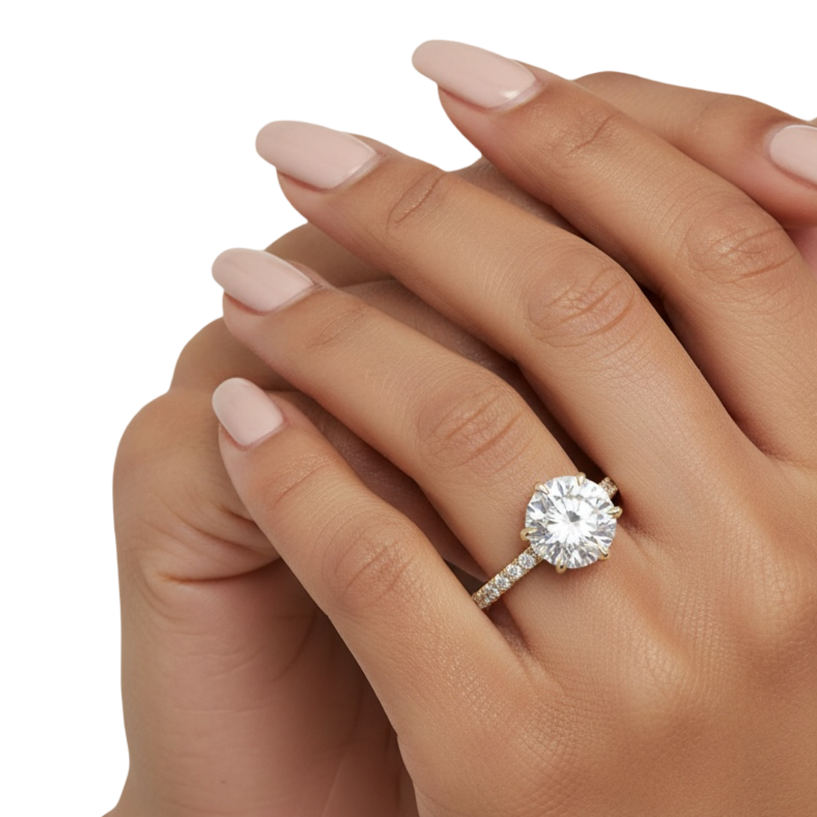 2.0 Ct Round Brilliant Solitaire – 6-Claw with Crown Gallery & Pavé Band | 9–18K Yellow Gold