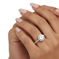 2.0 Ct Round Brilliant Solitaire – 6-Claw with Crown Gallery & Pavé Band | 9–18K Yellow Gold