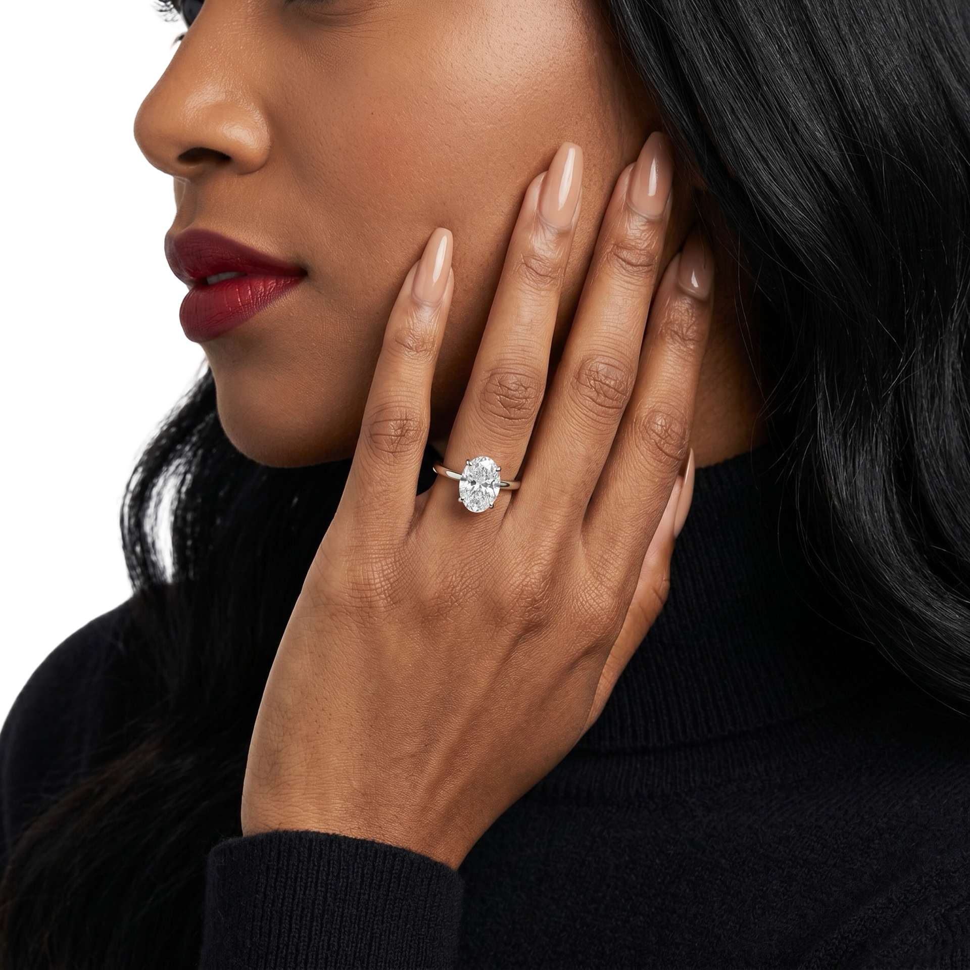 1.0ct Oval Cut Solitaire Ring – Classic Solitaire Setting | Sterling Silver or White Gold