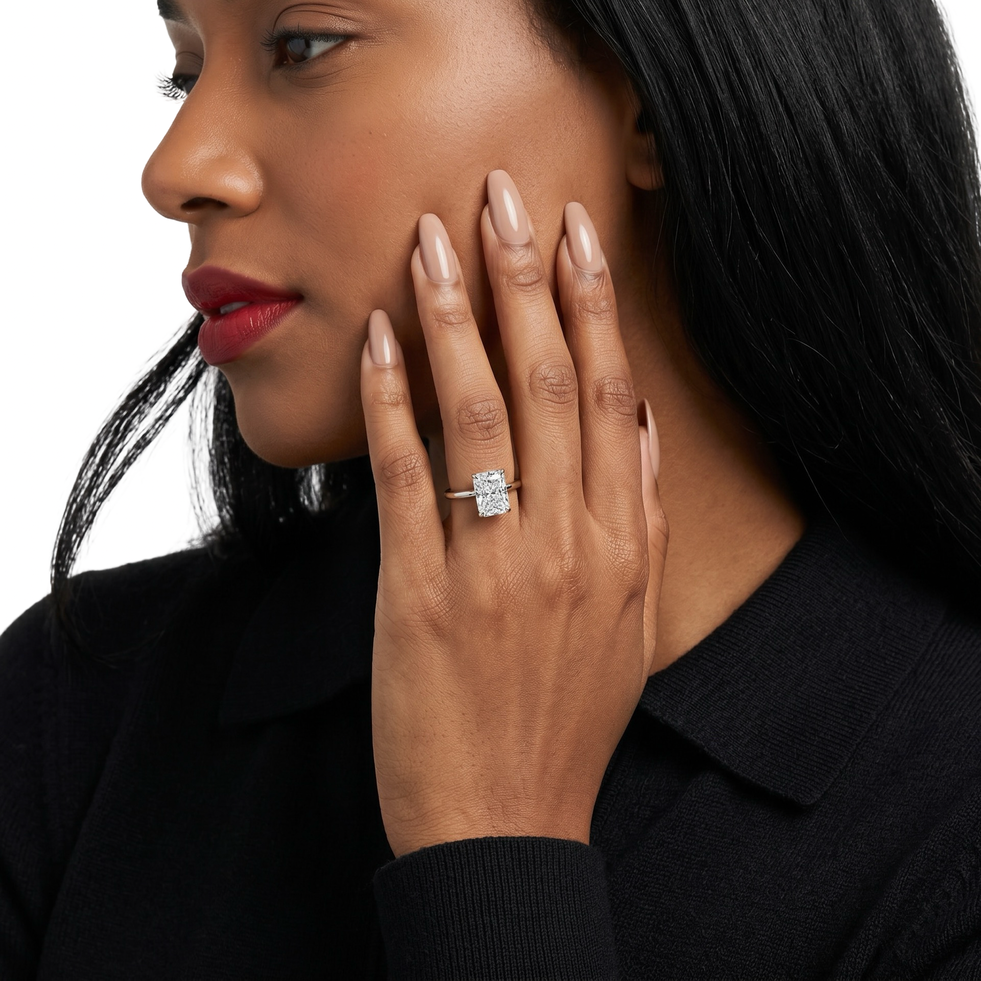 3.0CT Radiant-Cut VVS1 Solitaire Hidden Halo Ring - Sterling Silver & White Gold