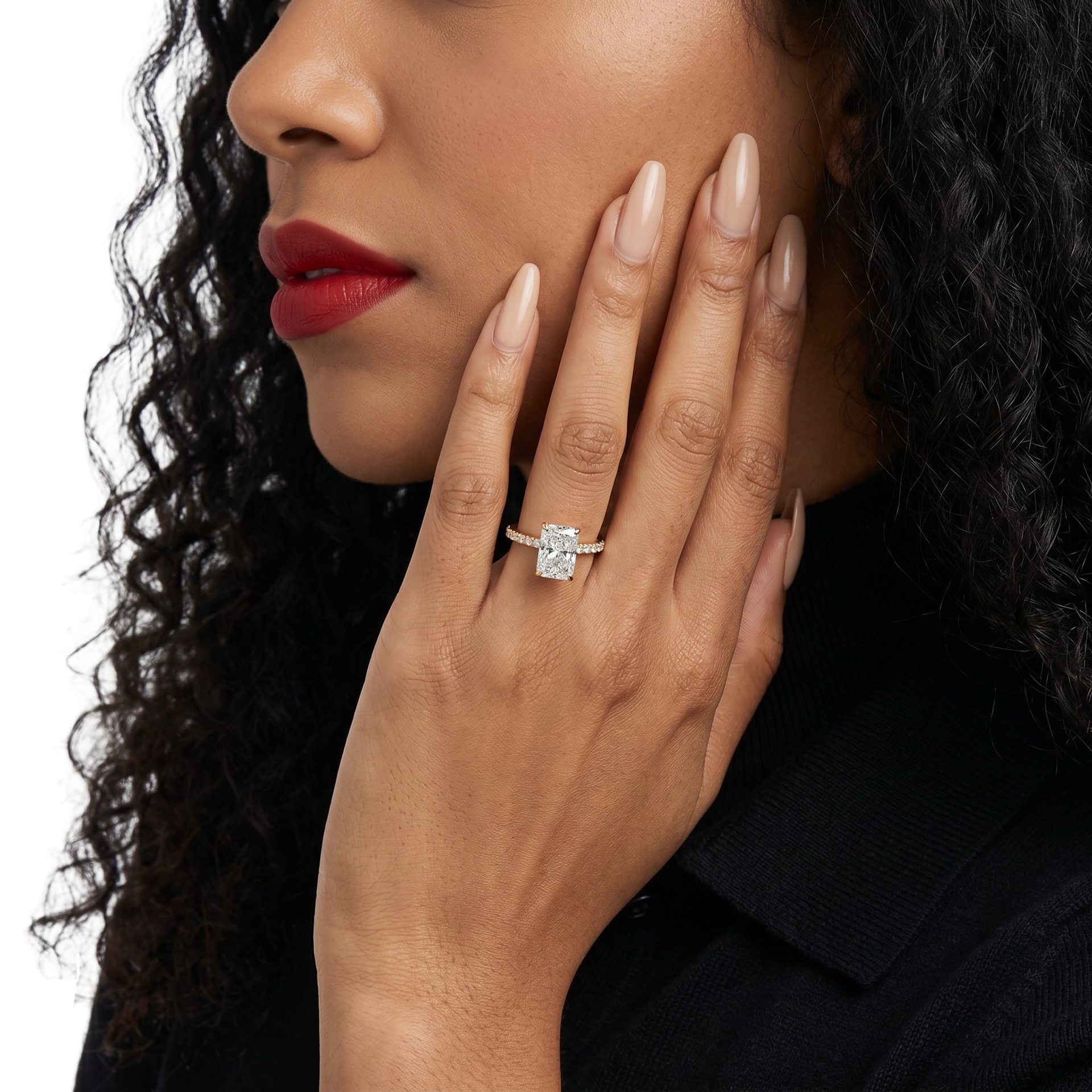 3.0CT Radiant Cut Hidden Halo Pavé Engagement Ring