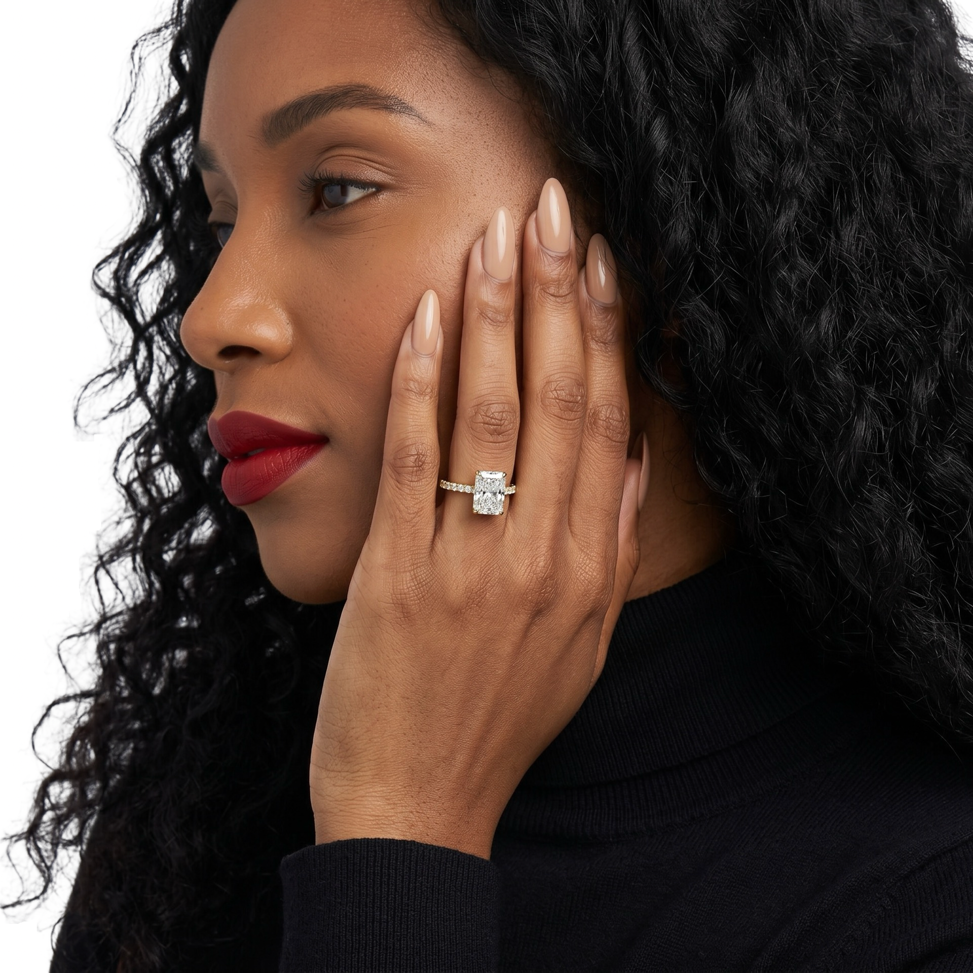 3.0CT Radiant Cut Hidden Halo Pavé Engagement Ring