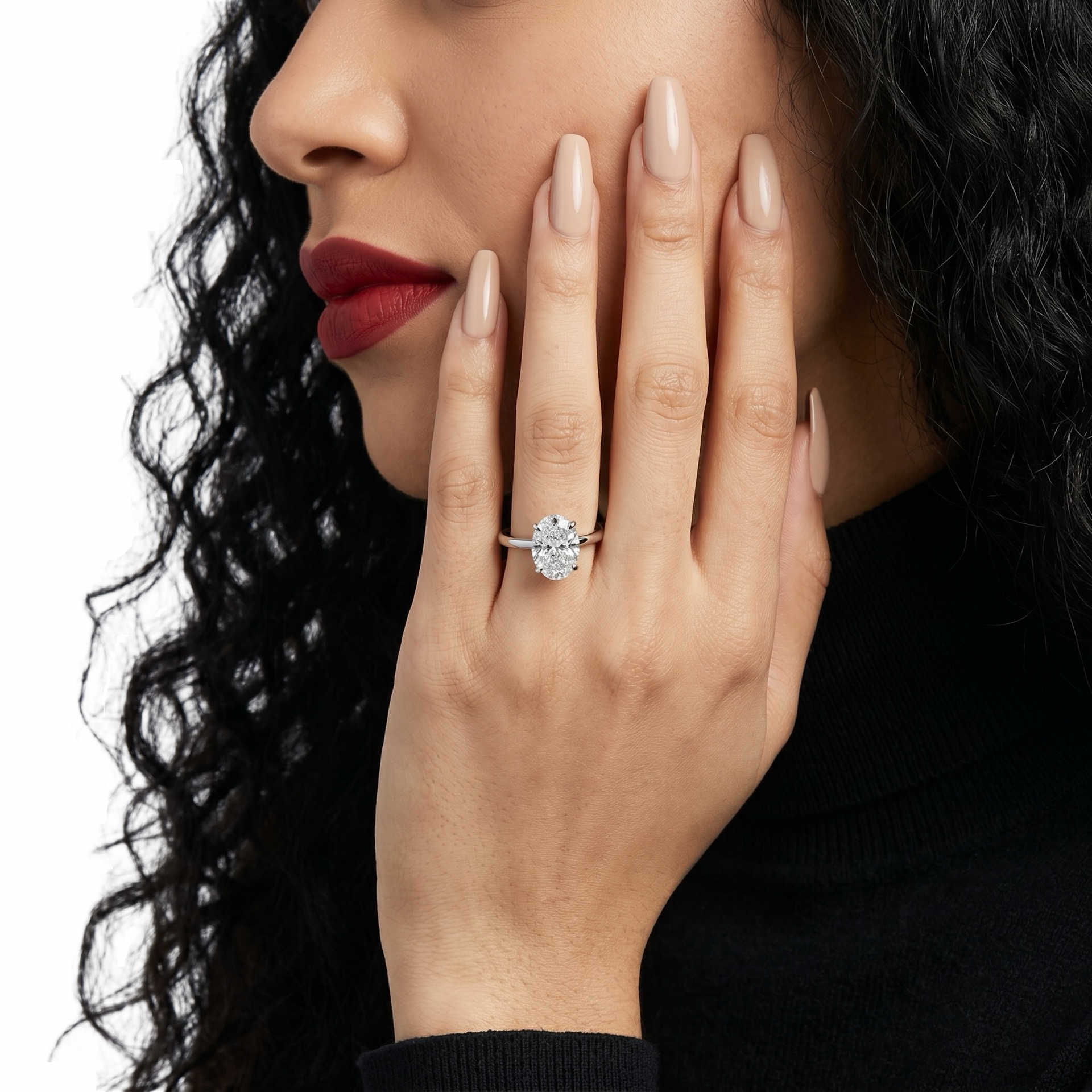 2.0ct Oval-Cut Hidden Halo Solitaire Ring
Four-Claw Setting · Sterling Silver to Solid White Gold