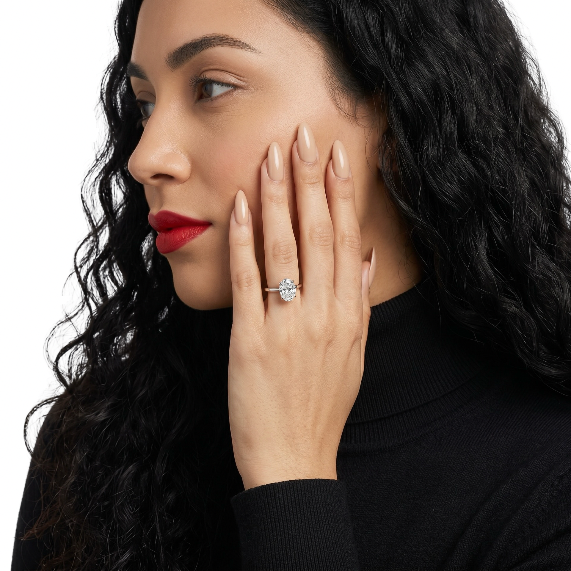 2.0ct Oval-Cut Hidden Halo Solitaire Ring
Four-Claw Setting · Sterling Silver to Solid White Gold