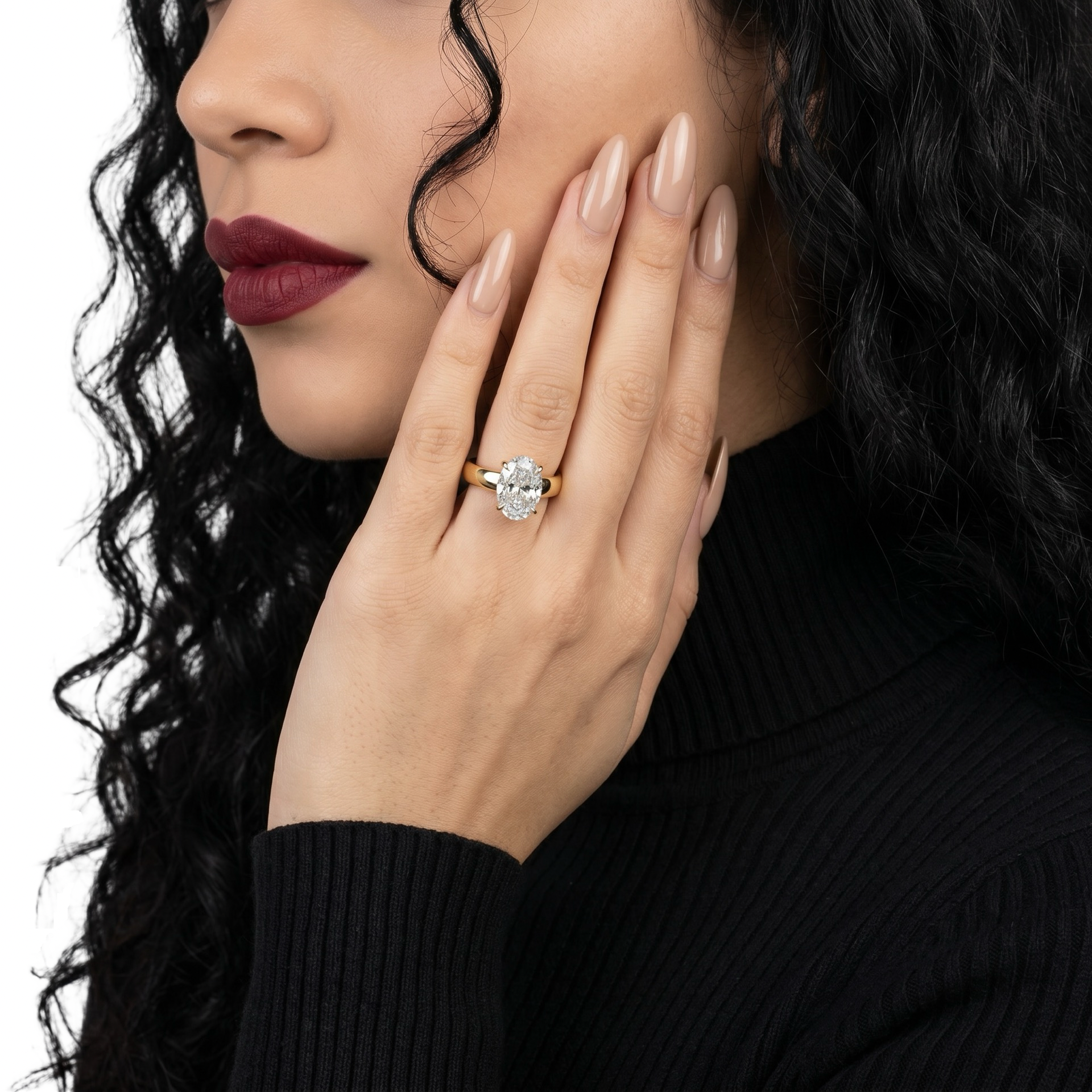 2.0ct Oval Cut Hidden Halo Solitaire Ring – 3.5mm Band