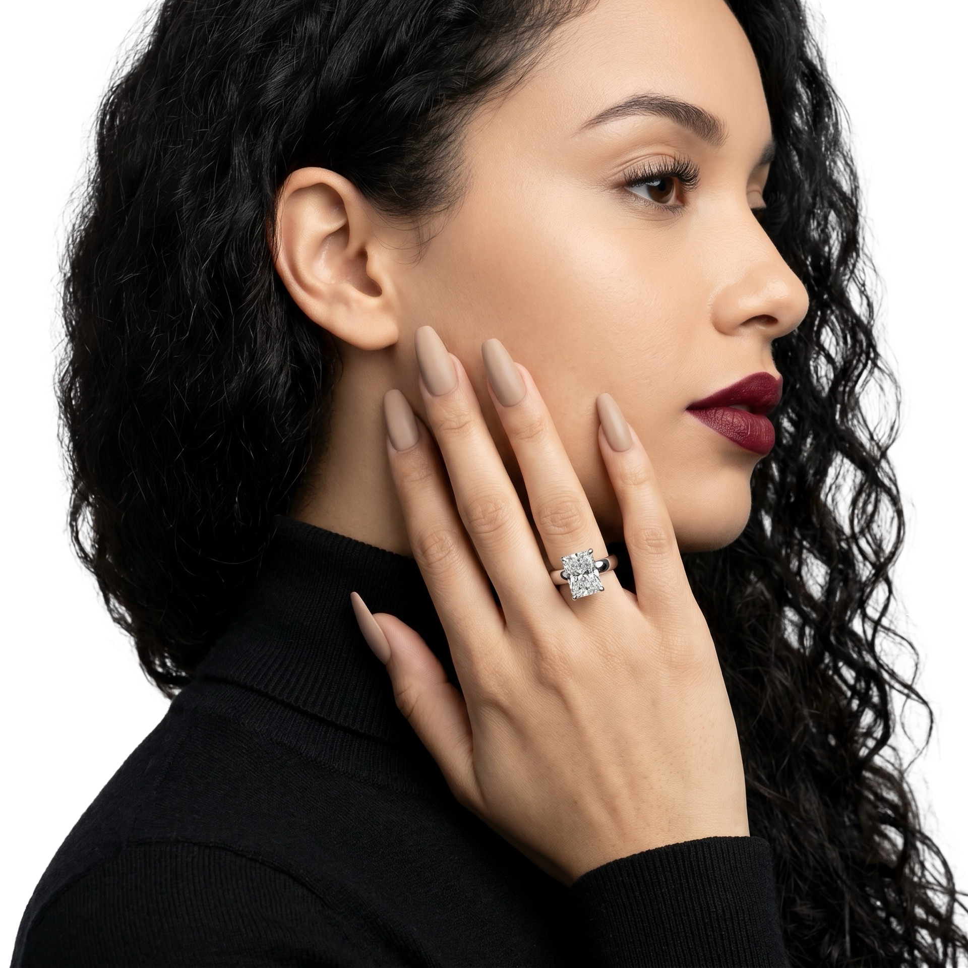 3.0ct Radiant Cut Hidden Halo Solitaire Ring