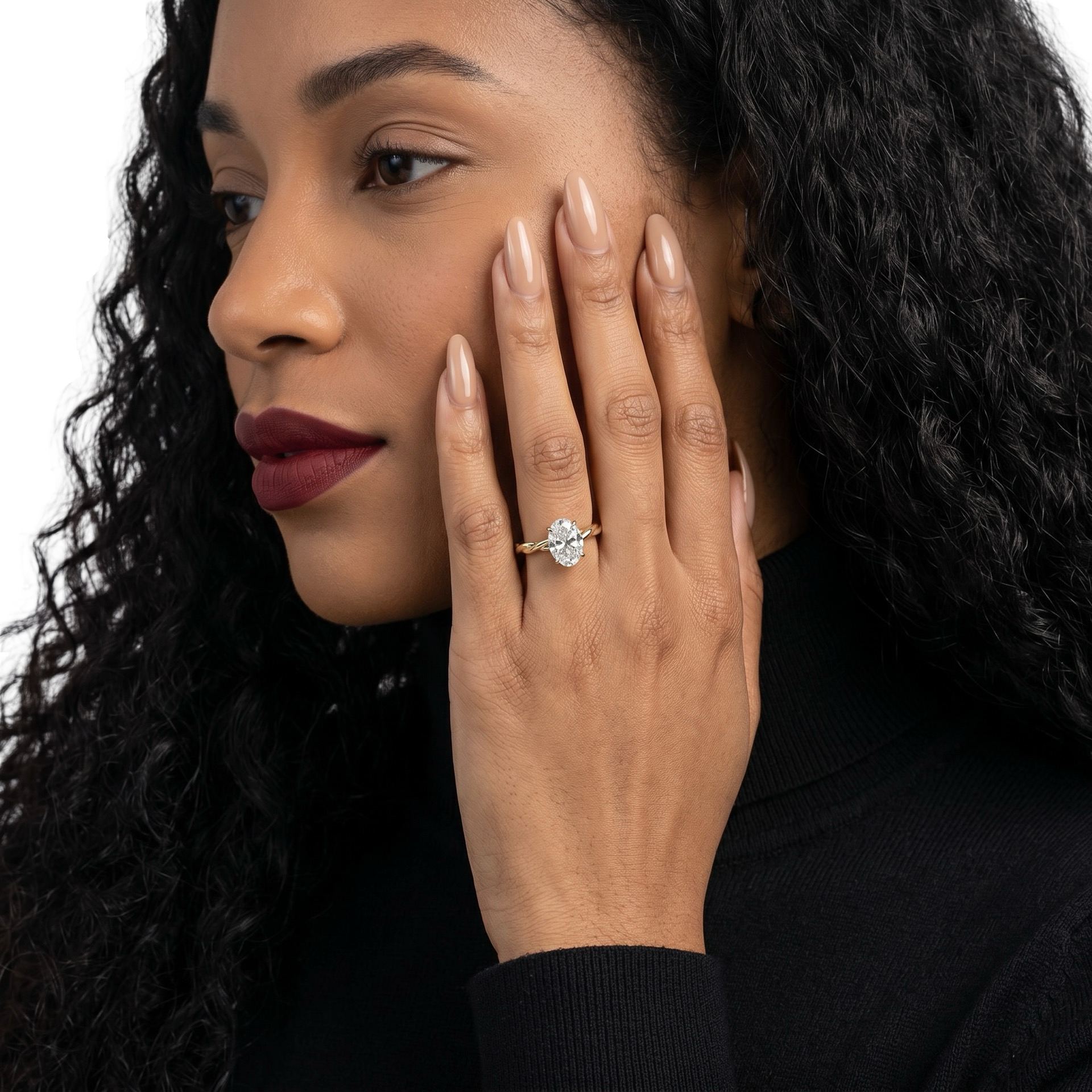 3.0ct Oval Cut Hidden Halo Twisted Shank Solitaire Ring – 9-18K Yellow Gold