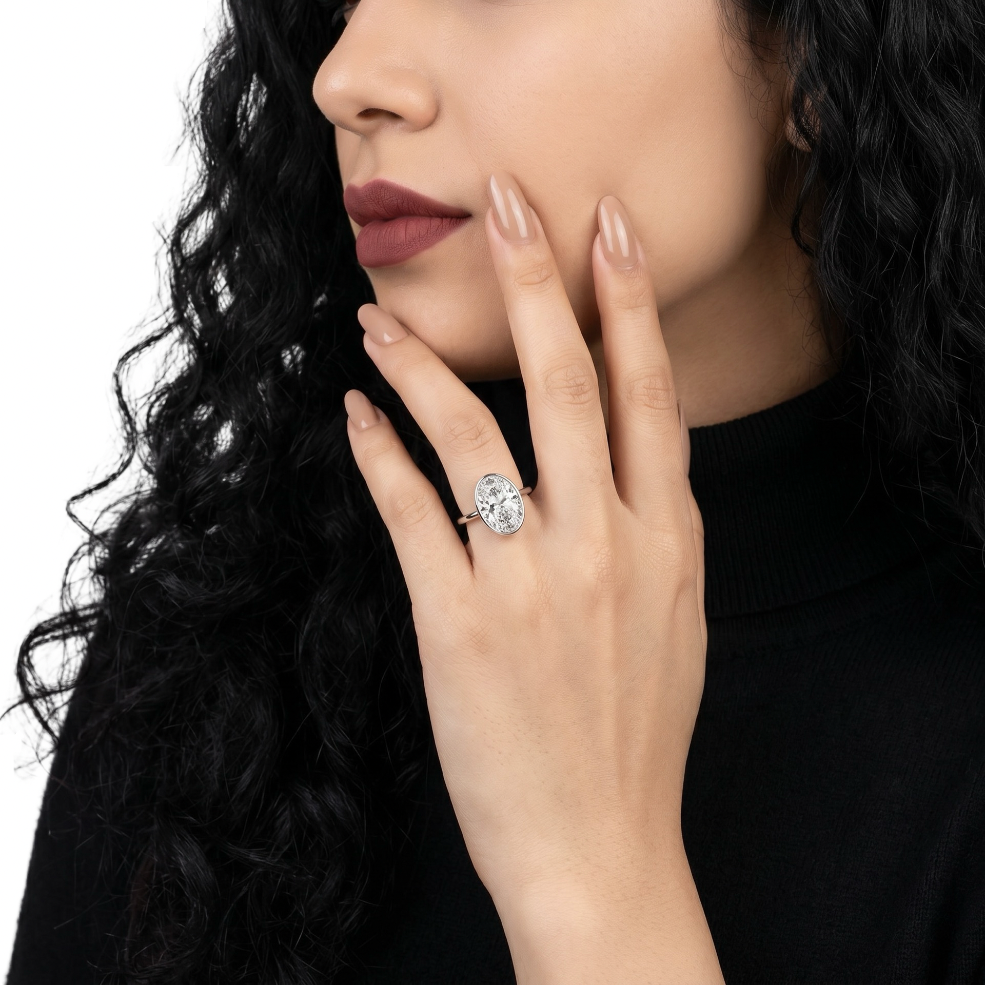 4.0 ct Oval Cut Moissanite Bezel Ring — Sterling Silver & White Gold