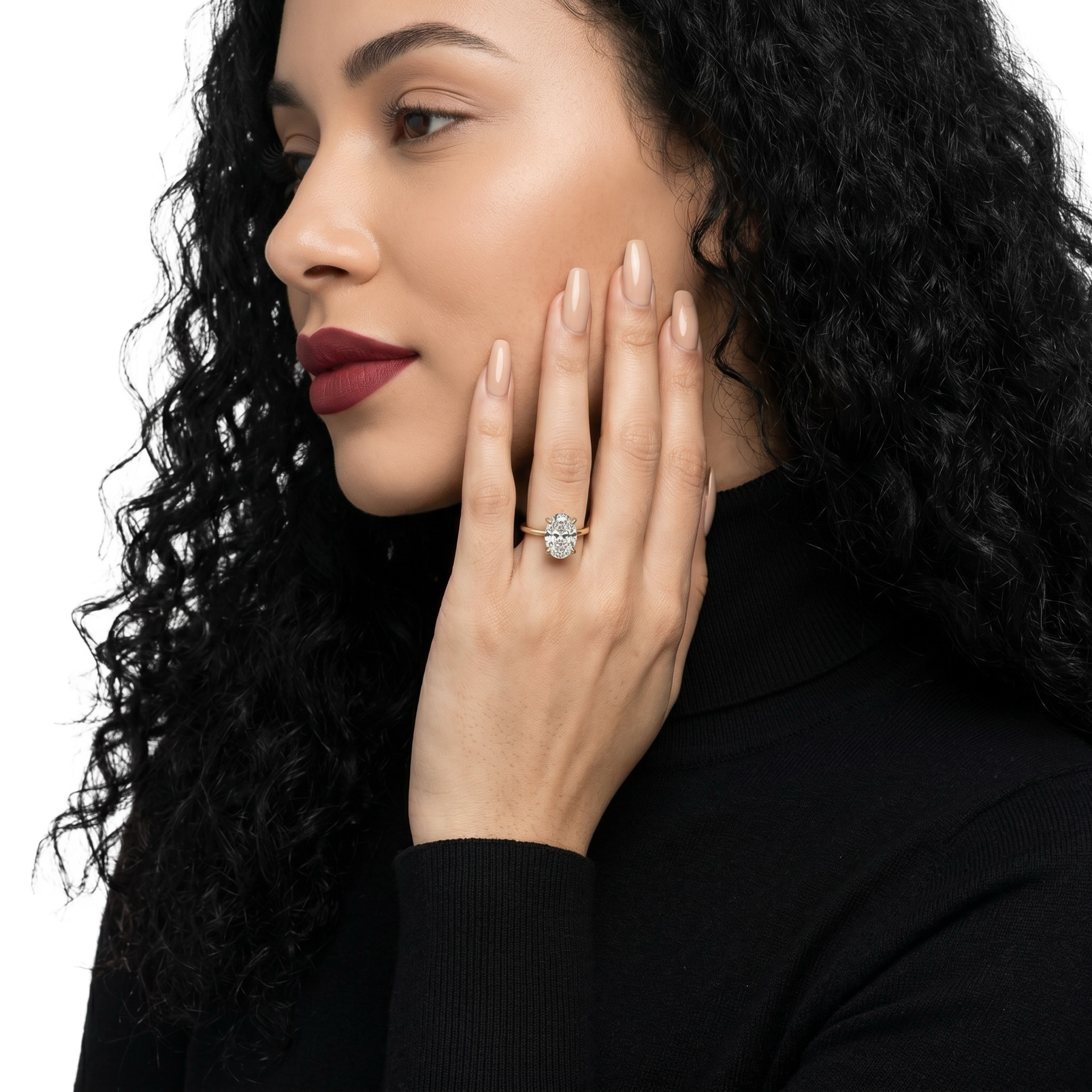 MG SOLARA™ 5.0ct Oval Cut Solitaire with Hidden Halo — 9K–18K Solid Gold