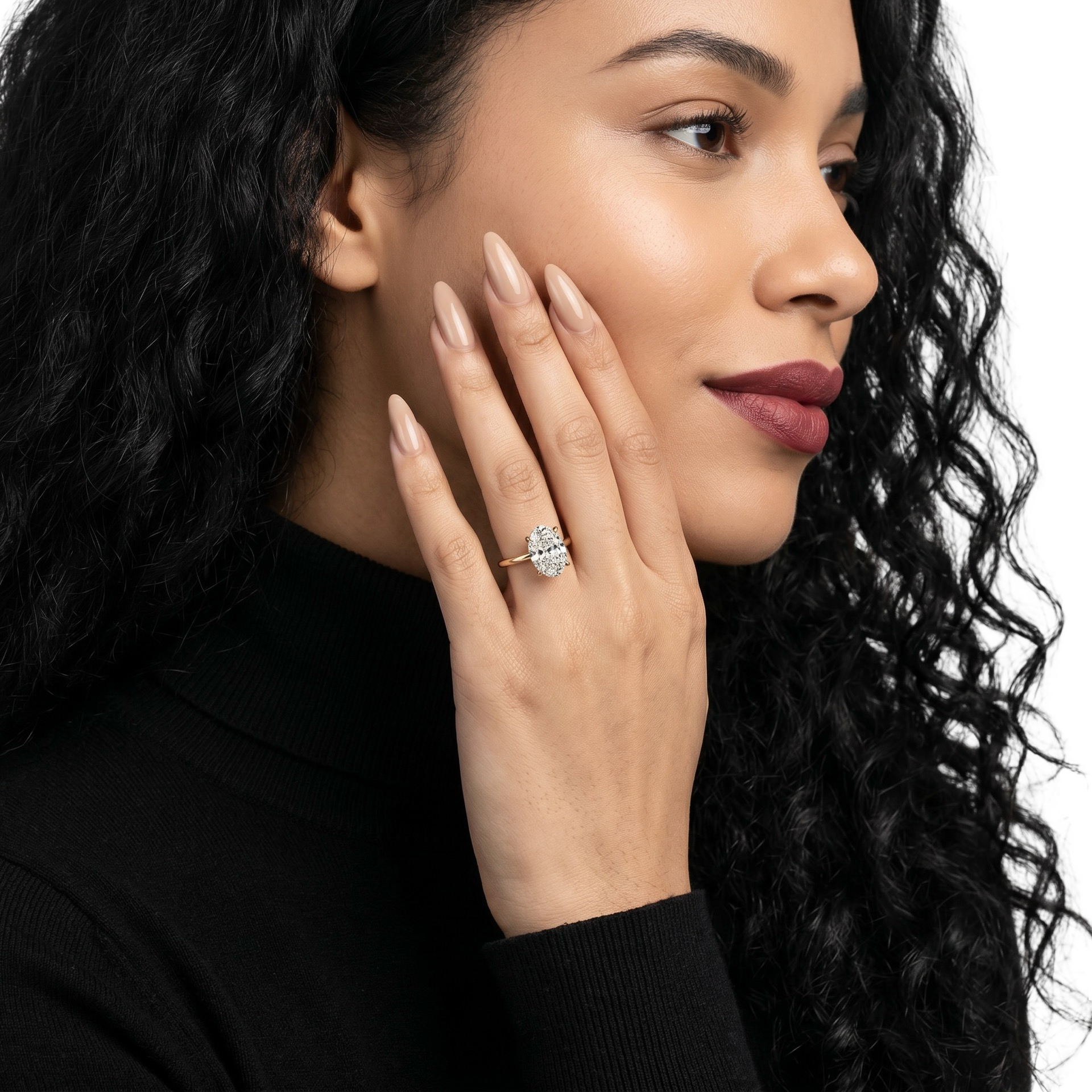 MG SOLARA™ 5.0ct Oval Cut Solitaire with Hidden Halo — 9K–18K Solid Gold