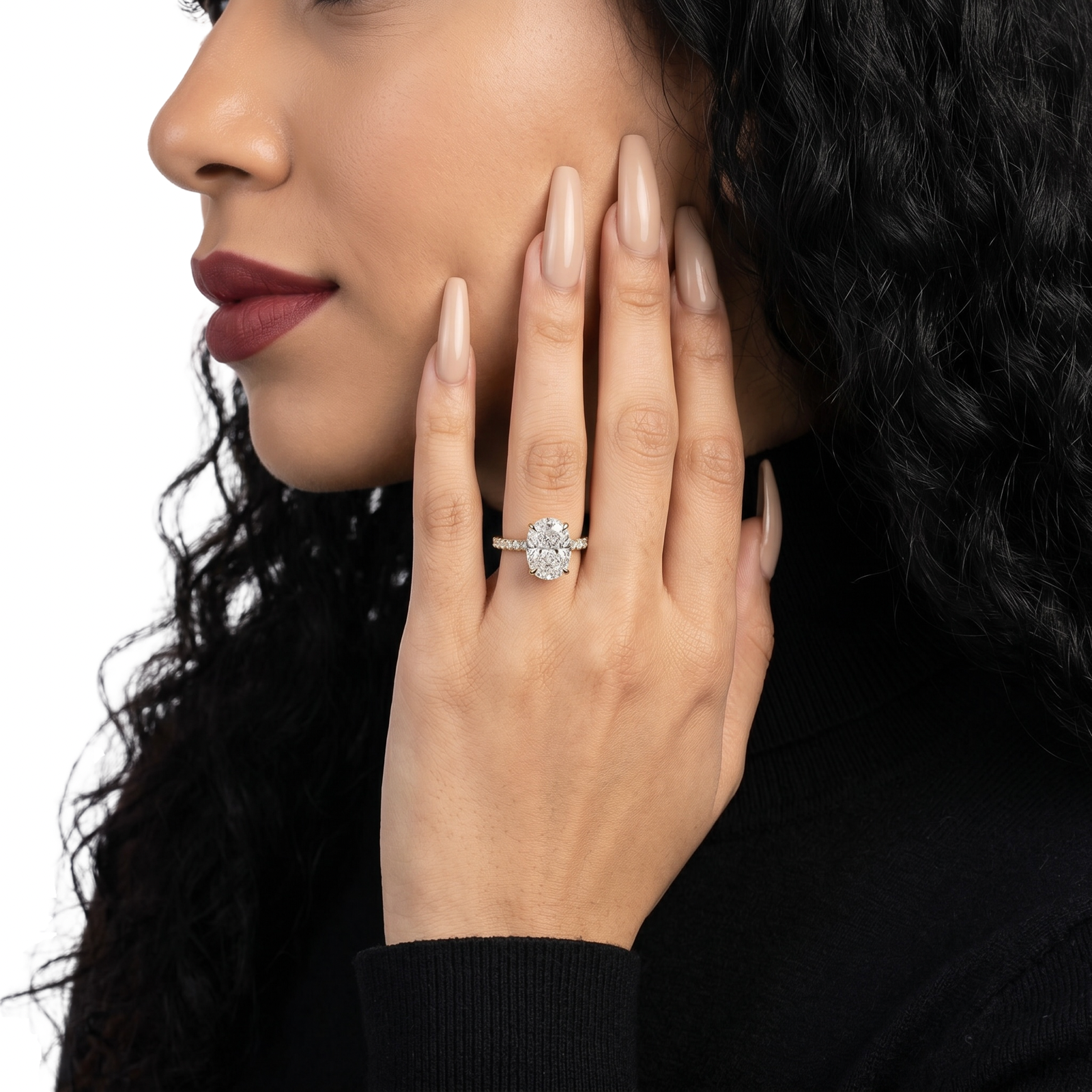 3.0CT Cushion Cut Hidden Halo Pavé Engagement Ring