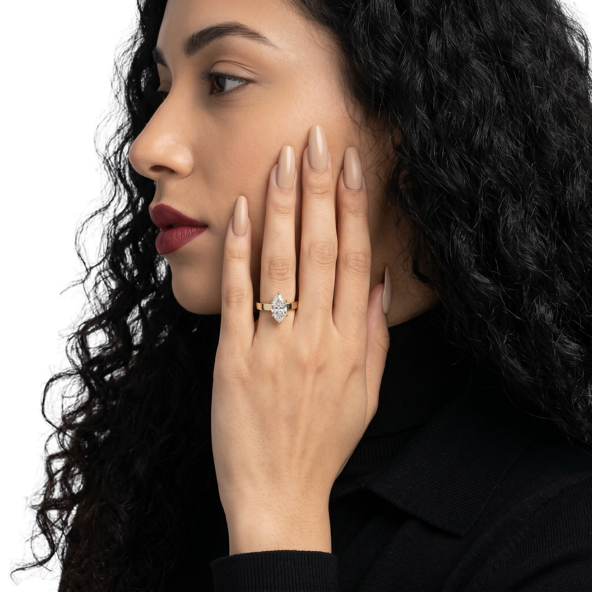 2.0ct Marquise Cut Hidden Halo Solitaire Ring – 4mm Band