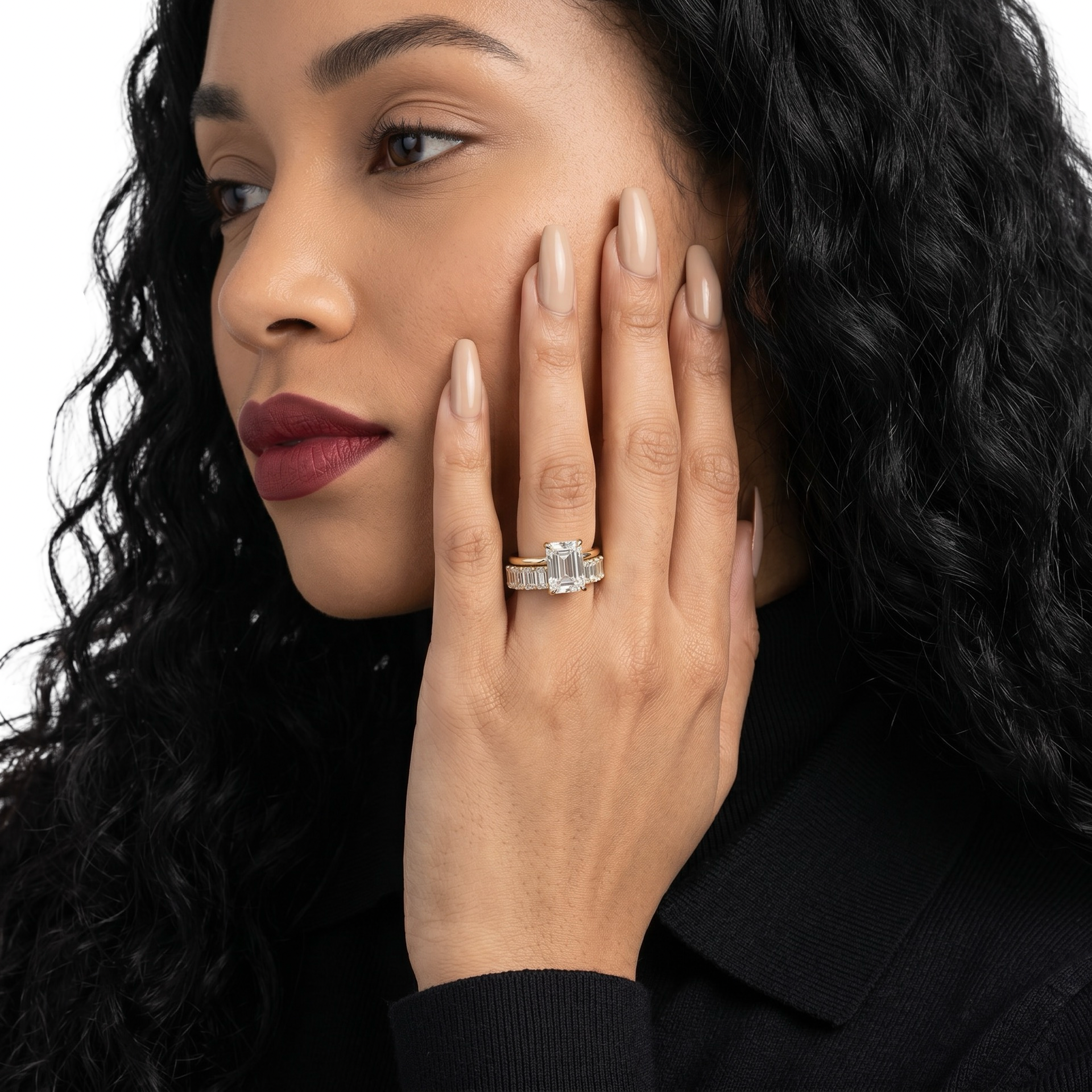 3.0ct Emerald Cut Hidden Halo Solitaire