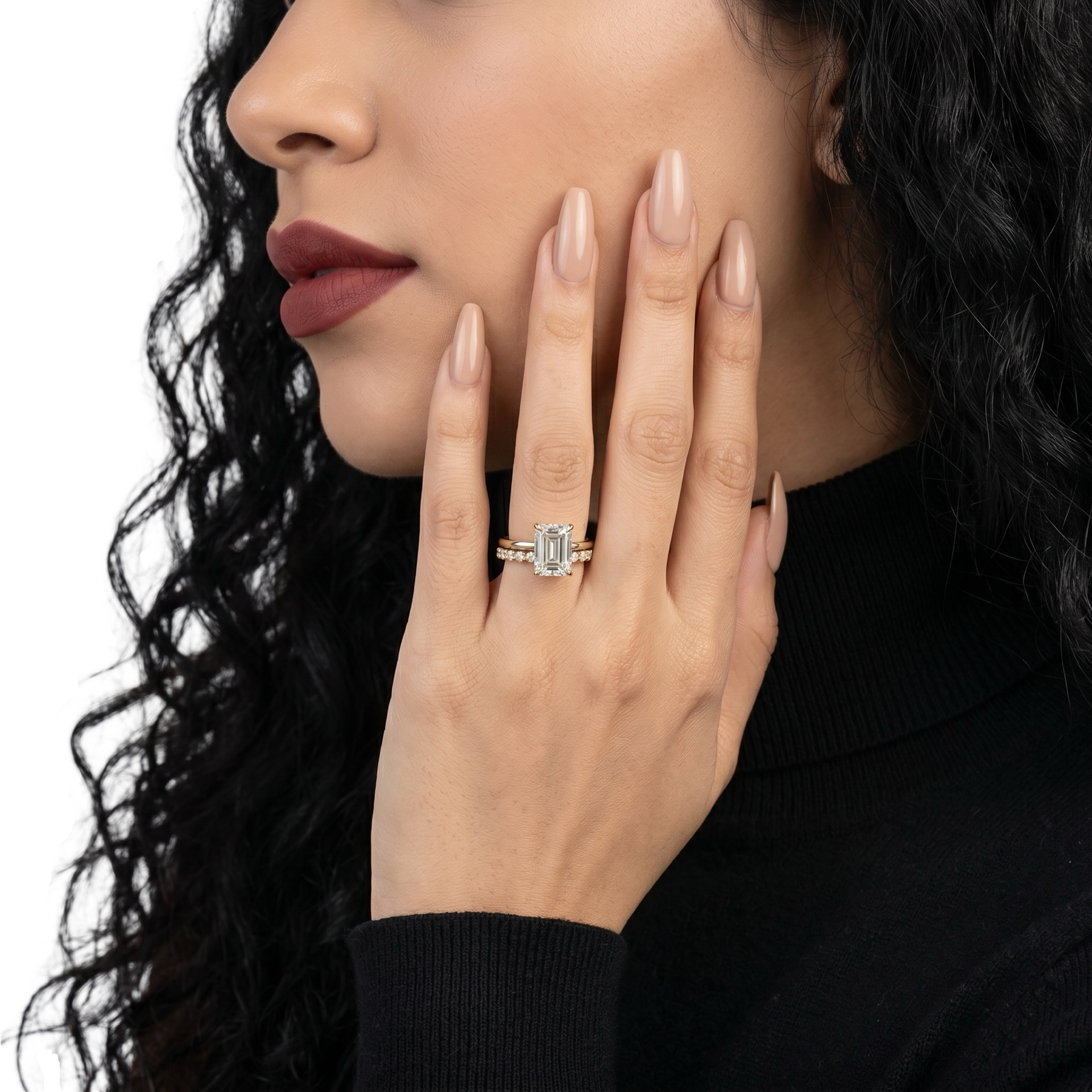 3.0ct Emerald Cut Hidden Halo Solitaire