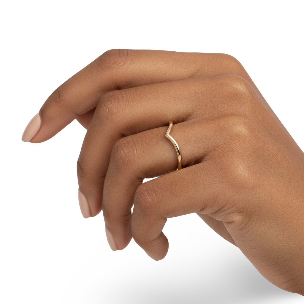 Chevron Wishbone Ring – 9K Yellow Gold