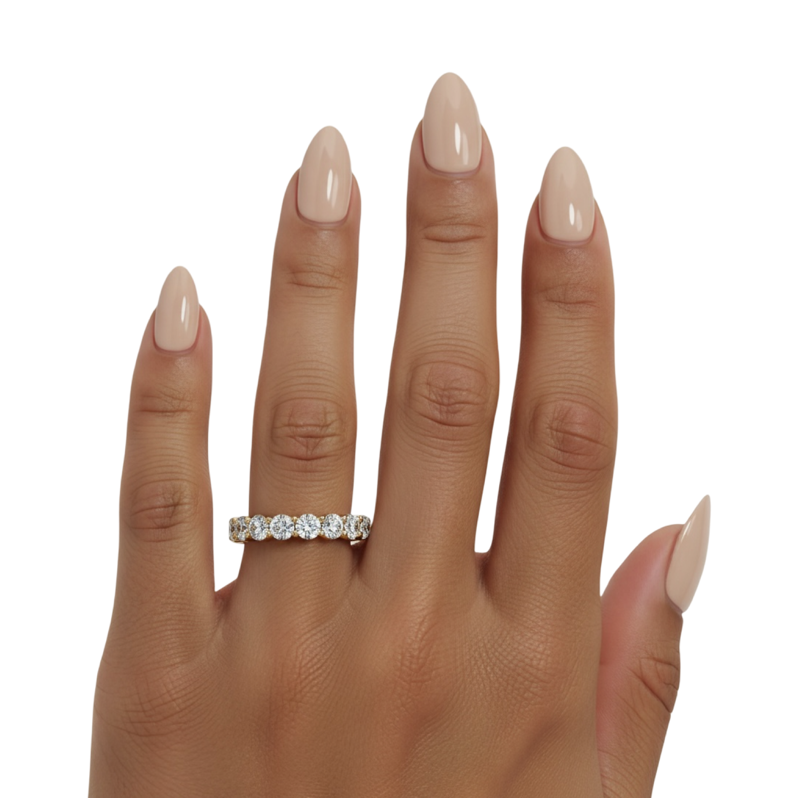 Round Brilliant Moissanite Full Eternity Band – 9K / 18K Yellow Gold