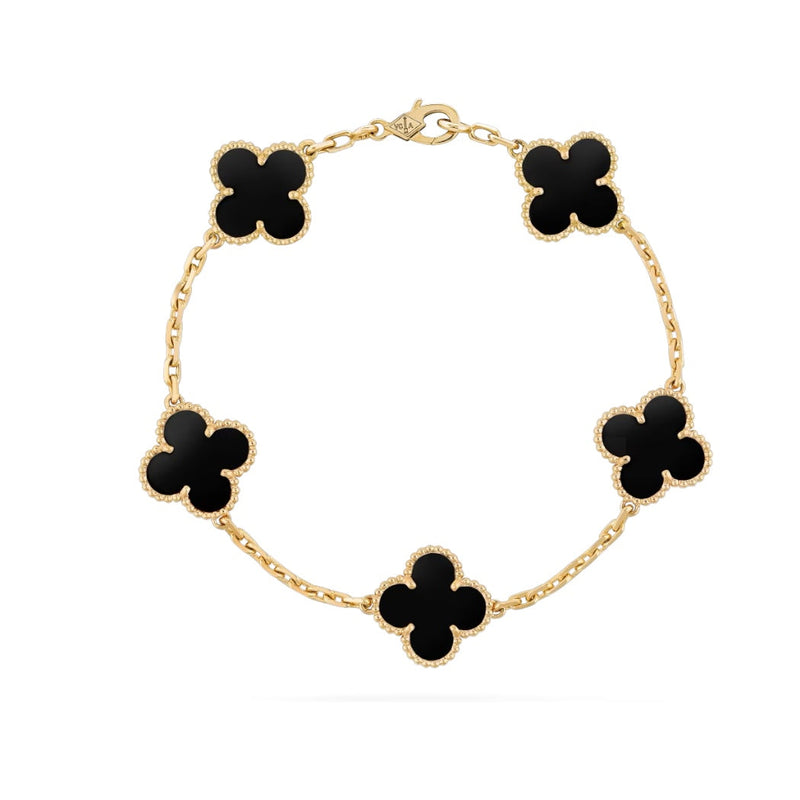 Vintage Gold & Black Clover Bracelet