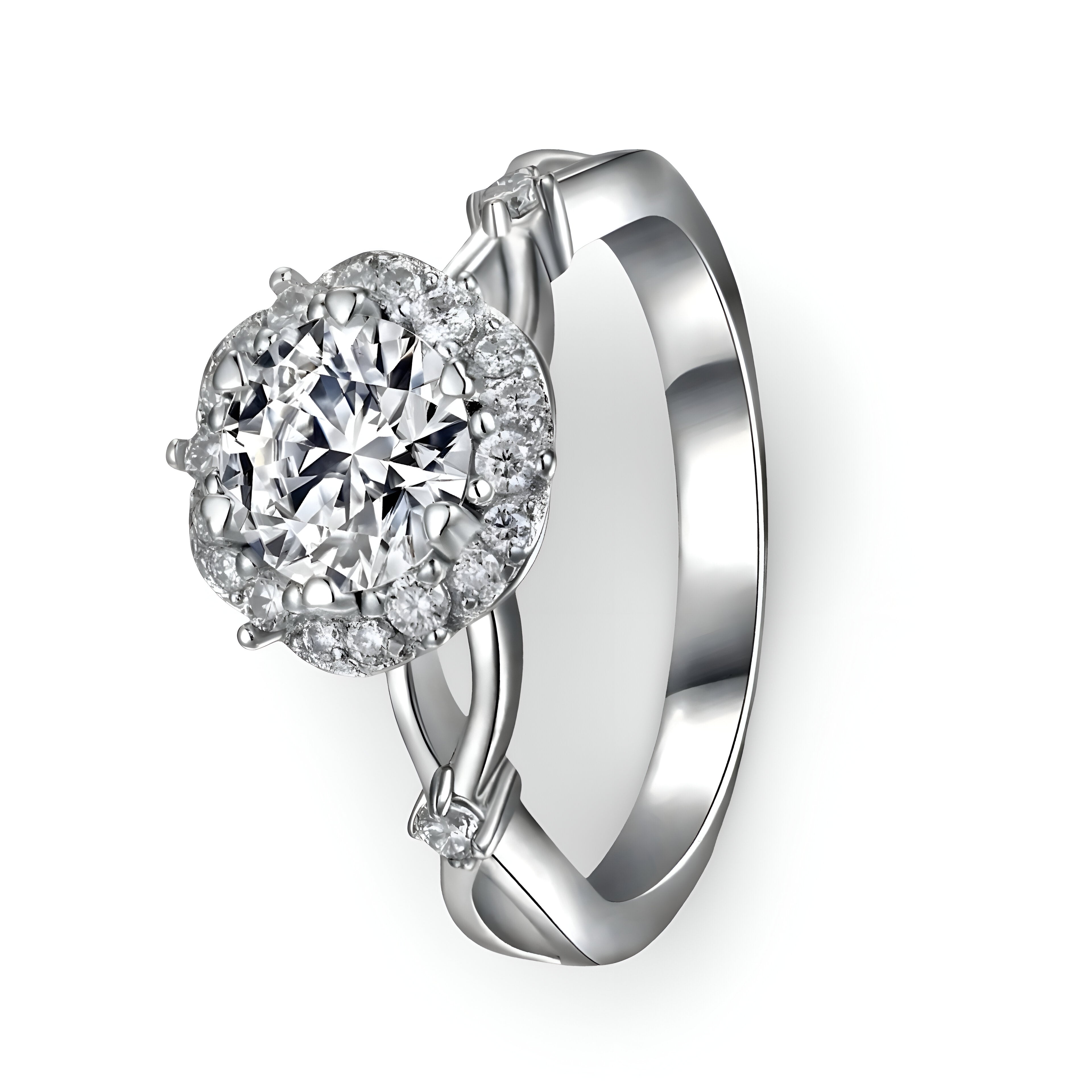 MG CROWN ELIPSE®️2.0CT VINTAGE ROUND HALO RING