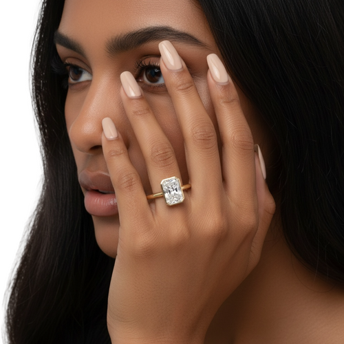 3.0ct Radiant Bezel Ring | 9-18K Solid Gold MG ESSENCE