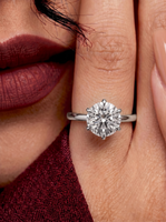 2.0ct Round Brilliant Solitaire with Petal-Style Six-Prong Setting - Sterling Silver & 9-14K White Gold