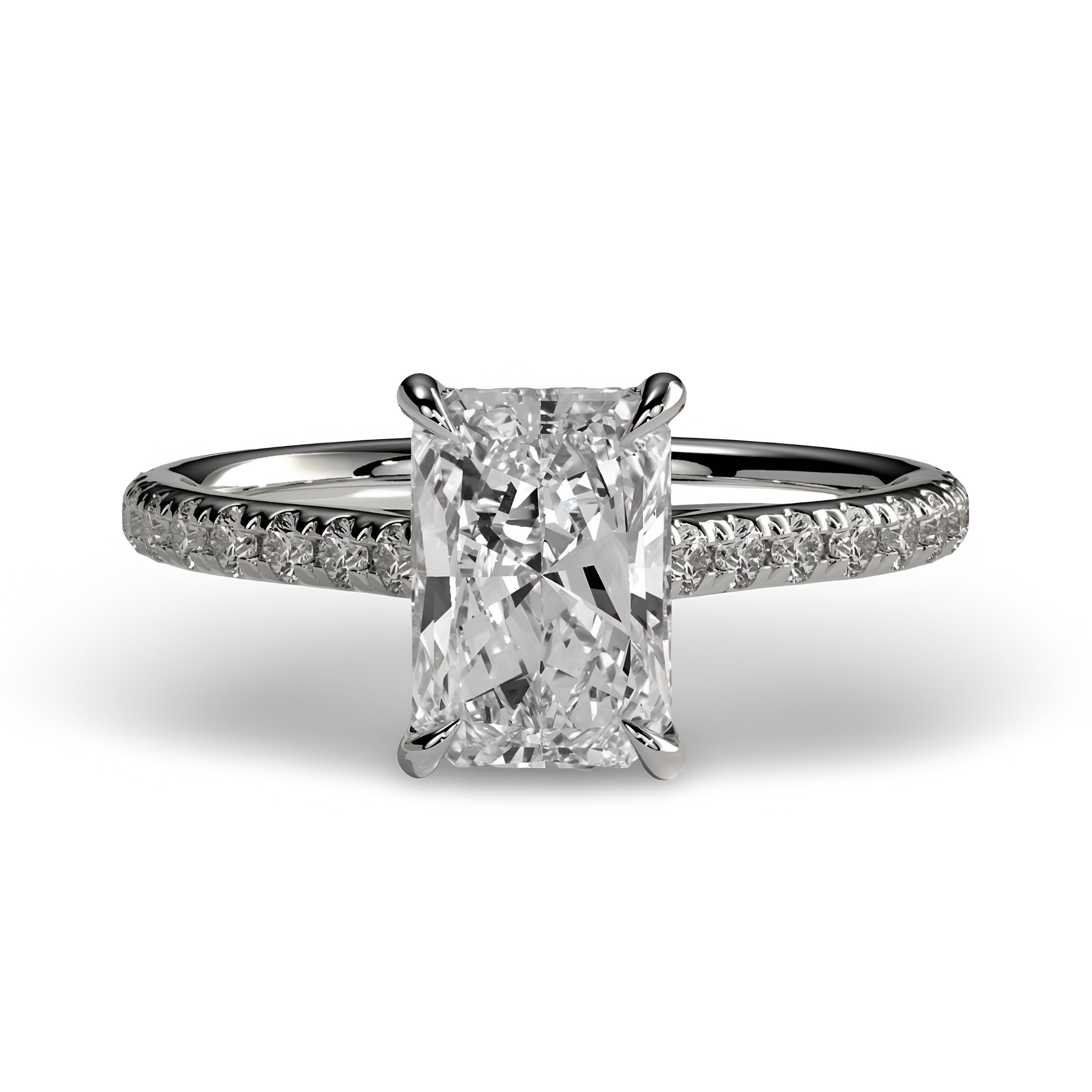 MG Vanter Glow™️ Radiant Cut with Hidden Halo & Pavé Ring in Sterling Silver