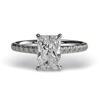 MG Vanter Glow™️ Radiant Cut with Hidden Halo & Pavé Ring in Sterling Silver