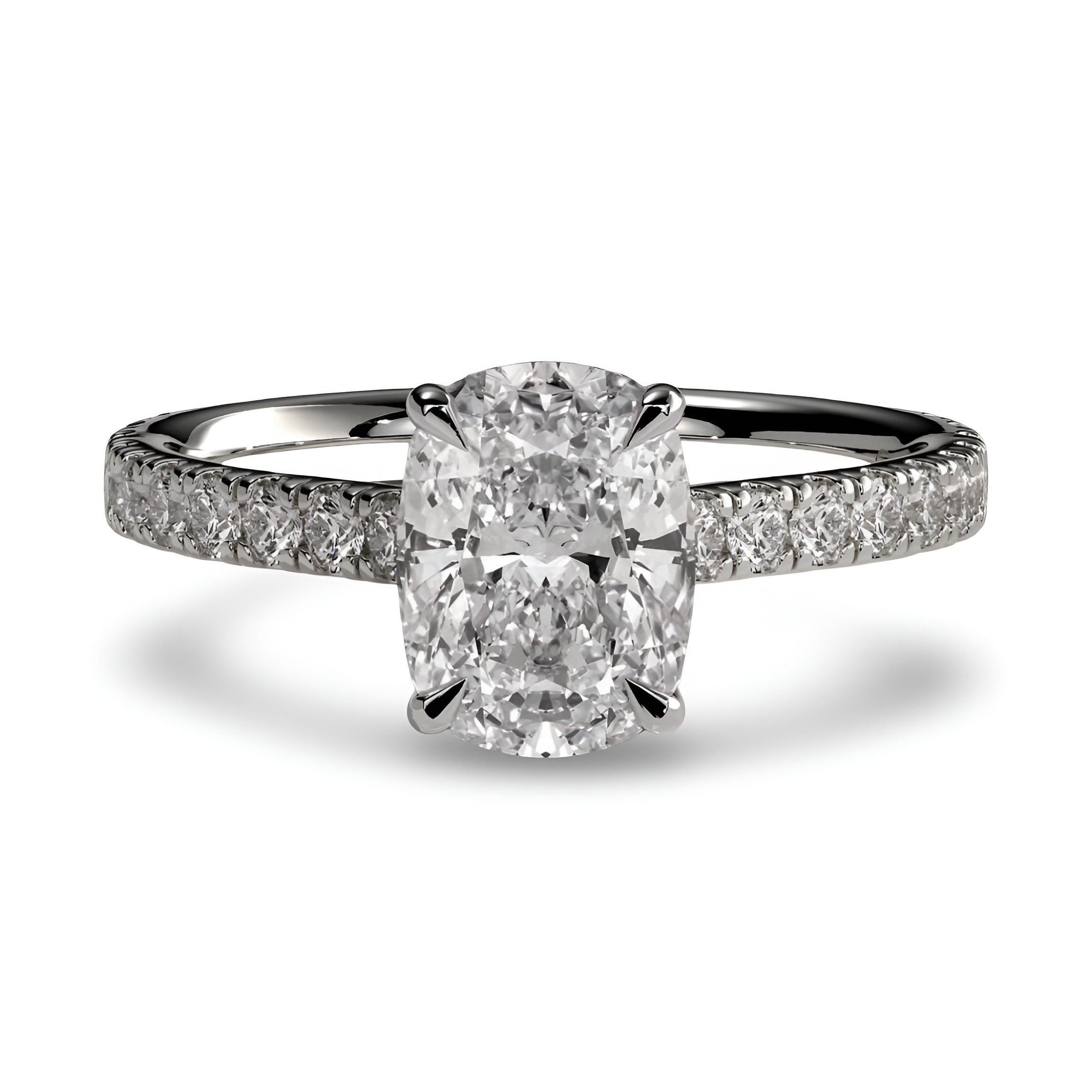 3.0CT CUSHION CUT HIDDEN HALO PAVÉ ENGAGEMENT RING
