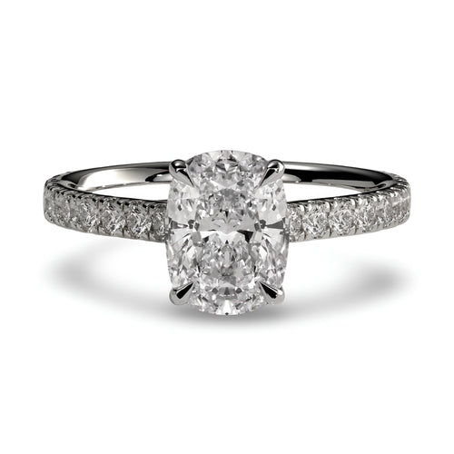 3.0CT CUSHION CUT HIDDEN HALO PAVÉ ENGAGEMENT RING MG ESSENCE