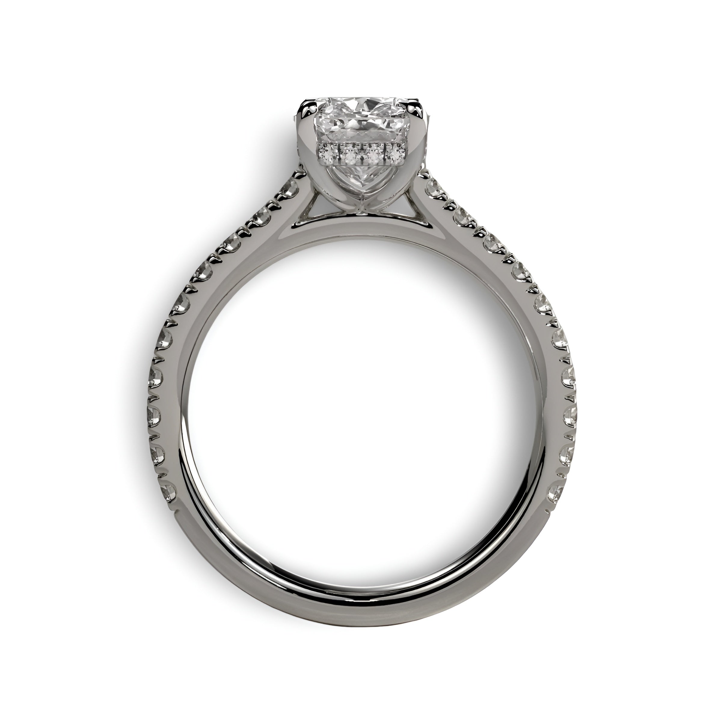3.0CT CUSHION CUT HIDDEN HALO PAVÉ ENGAGEMENT RING