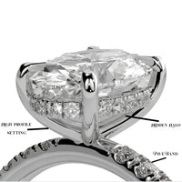 2.0CT Oval Cut Hidden Halo Pavé Engagement Ring - Sterling Silver & 9-14K White Gold