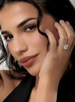 MG Vanter Glow™️ Radiant Cut with Hidden Halo & Pavé Ring in Sterling Silver