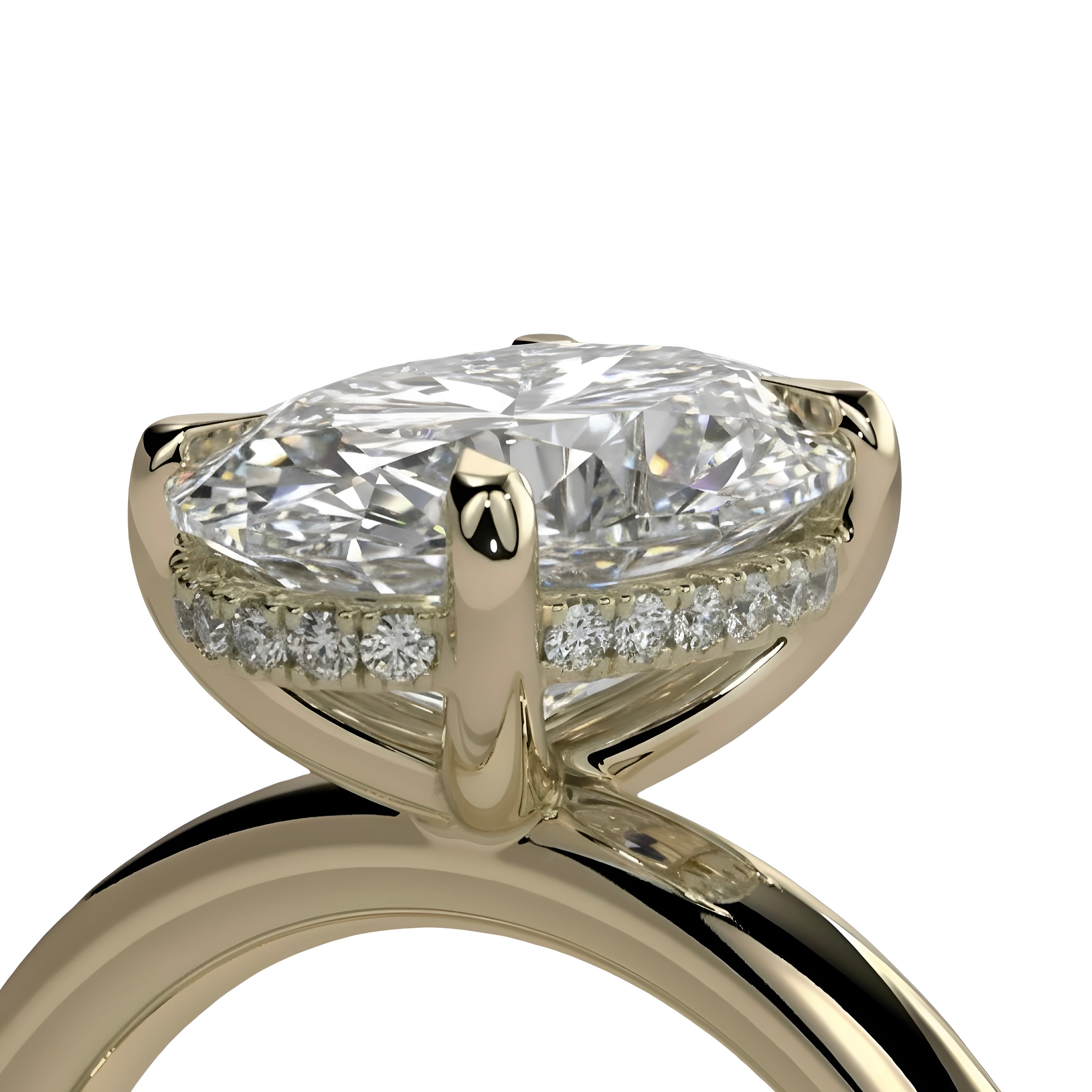 2.0ct Oval-Cut Hidden Halo Solitaire Ring
Four-Claw Setting · Solid Yellow Gold (9–18k)