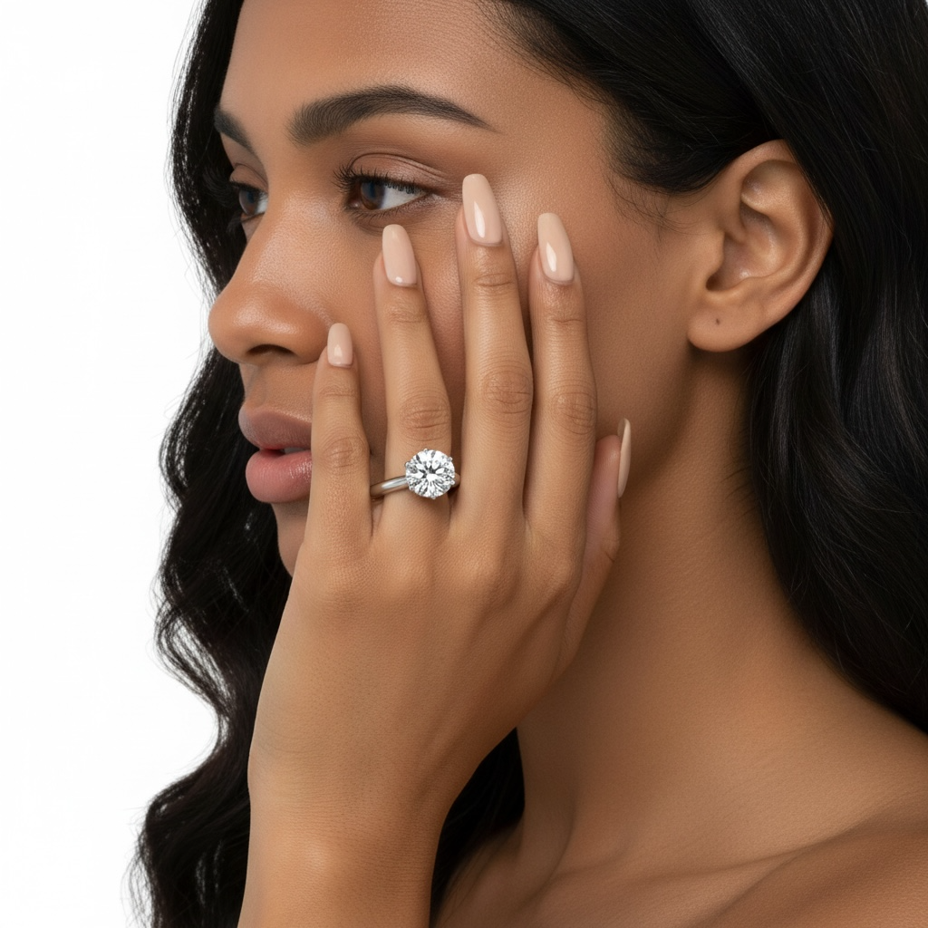 2.0ct Premium Round Brilliant Solitaire • 6-Claw Tiffany Setting — Sterling Silver & White Gold