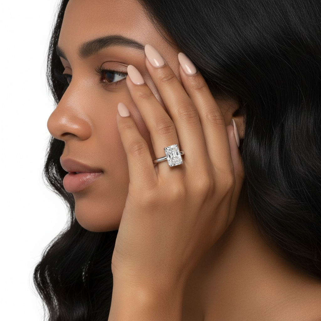 3.0CT Radiant-Cut VVS1 Solitaire Ring - Sterling Silver & White Gold