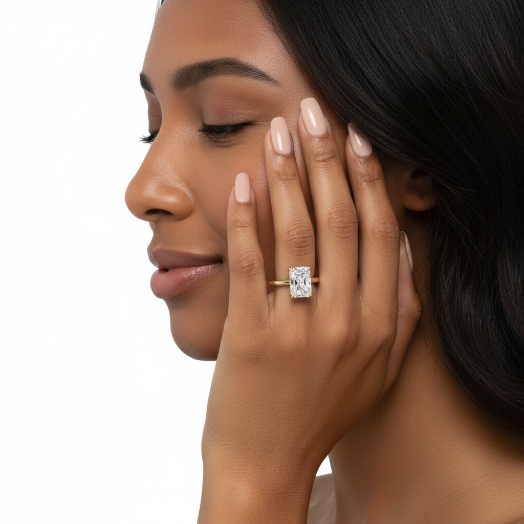 MG Luminaire™️ 3.0CT Radiant Cut Solitaire Ring - 9CT, 14CT, and 18K Yellow Gold