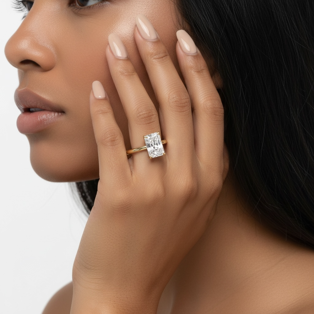 MG Luminaire™️ 3.0CT Radiant Cut Solitaire Ring - 9CT, 14CT, and 18K Yellow Gold