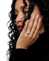 2.0CT Oval Cut Hidden Halo Pavé Engagement Ring - Sterling Silver & 9-14K White Gold