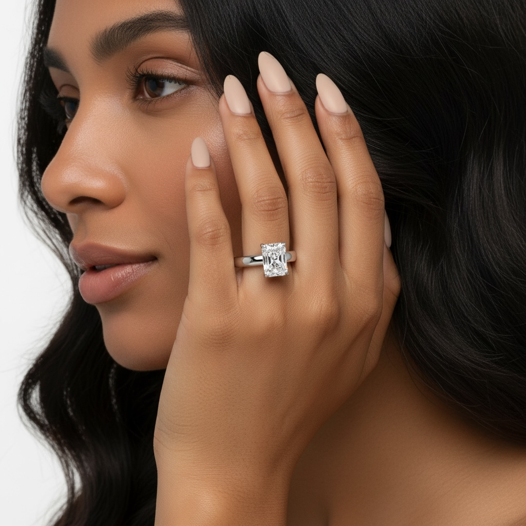 3.0ct Radiant Cut Hidden Halo Solitaire Ring